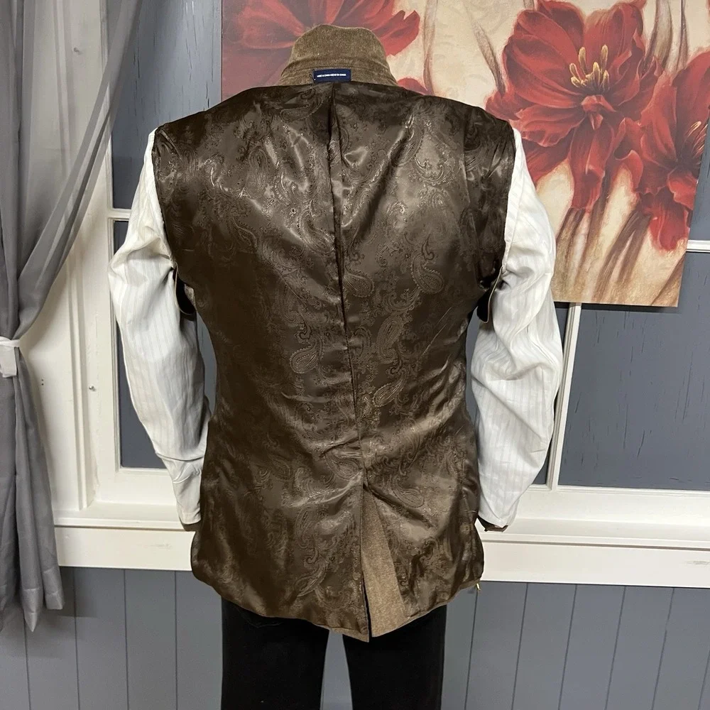Stafford‎ Corduroy Blazer Jacket Sport Coat Mens 40R Slim Fit Brown Cotton